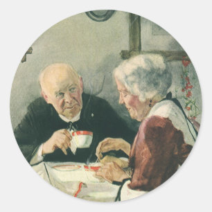 Vintage Geistliche, Kaffee oder Tee mit einem Prie Runder Aufkleber