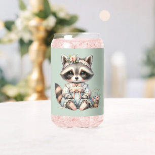 Vintage gekleideter Cottagecore-Waschbär Pastell Dosenglas