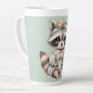 Vintage gekleideter Cottagecore-Waschbär Pastell Milchtasse