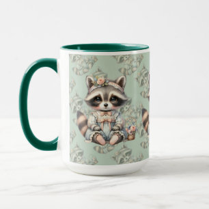 Vintage gekleideter Cottagecore-Waschbär Pastell Tasse