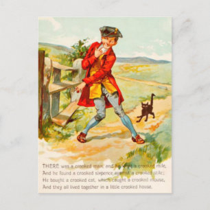 Vintage gekrönte Katze, gekrönter Mann Postkarte