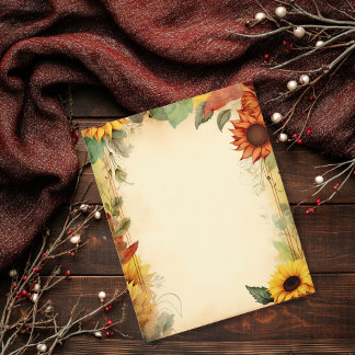 Vintage gelb-orange Sonnenblumen Scrapbook Papier