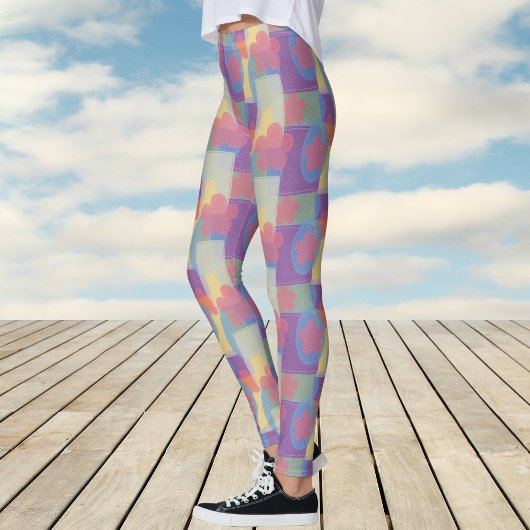 Vintage Gelb Patchwork Muster Yoga Leggings
