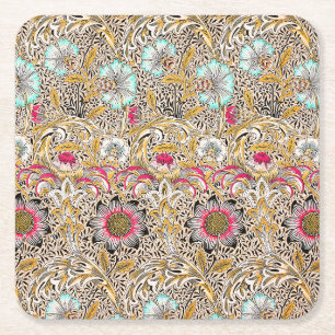 Vintage gelb rosa William Morris's Corncockle Rechteckiger Pappuntersetzer
