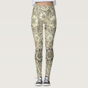 Vintage gelb schwarz William Morris's Corncockle Leggings