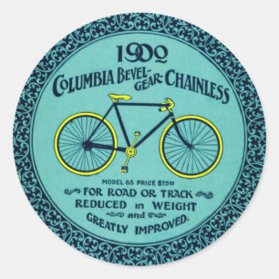 Vintage Gelb Türkis Columbia Fahrrad Aufkleber
