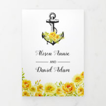 Vintage gelbe Ankerblumen Wasserhochzeit