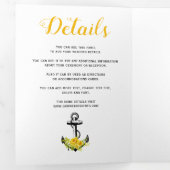 Vintage gelbe Ankerblumen Wasserhochzeit Dreifach Gefaltete Einladung (Innen Erste Seite)