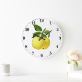 Vintage gelbe Äpfel Wanddekoration Küche Große Wanduhr (Zuhause)
