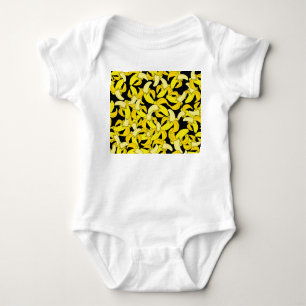 Vintage gelbe Bananen: Schwarzer Hintergrund Baby Strampler