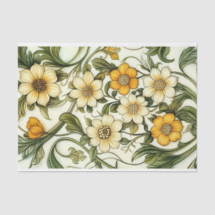 Vintage gelbe Blumen - aus dem Tisch modelliert Seidenpapier