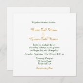 Vintage gelbe Blumen Hochzeitseinladung. Redoute Einladung (Vorne/Hinten)