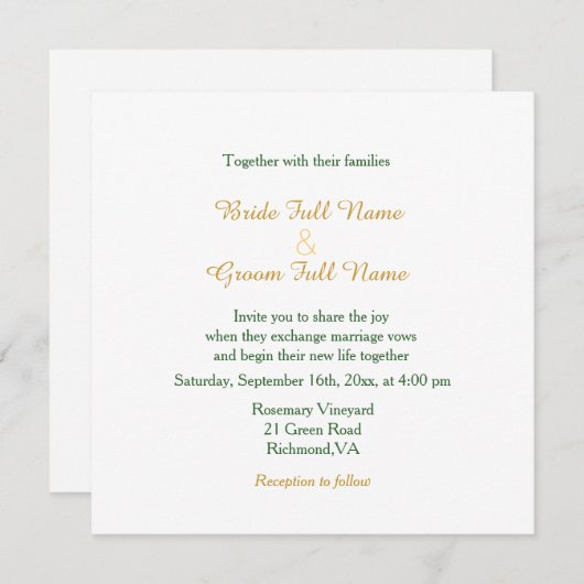 Vintage gelbe Blumen Hochzeitseinladung. Redoute Einladung (Vorne/Hinten)