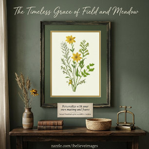 Vintage gelbe Blumen Kunst Poster