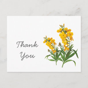 Vintage gelbe Blumen vielen Dank Postkarte
