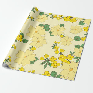 Vintage-gelbe Blumendarstellung-Illustration Geschenkpapier