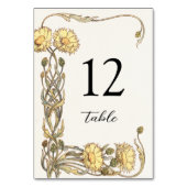 Vintage gelbe Blumenrahmen-Tischnummer Tischnummer (Rückseite)