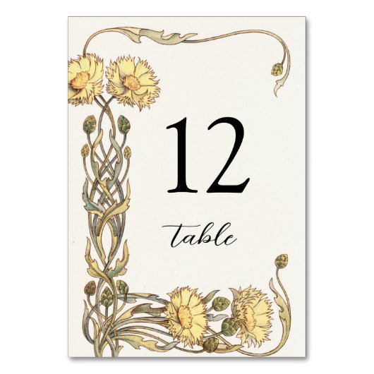Vintage gelbe Blumenrahmen-Tischnummer Tischnummer (Vorderseite)