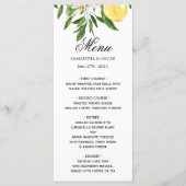 Vintage gelbe Lemonen und Bleirahmen Menükarte (Vorderseite)