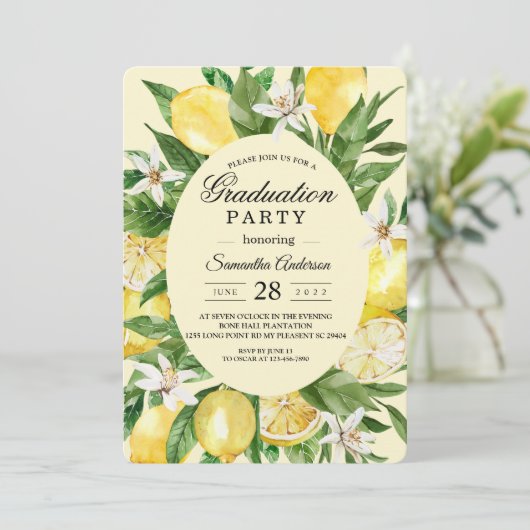 Vintage gelbe Lemons Einladung (Stehend Vorderseite)