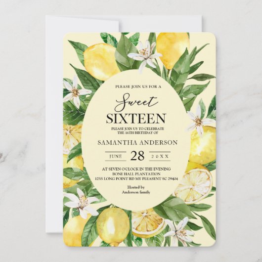 Vintage gelbe Lemons Einladung (Vorderseite)