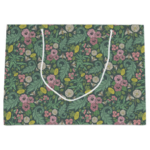 Vintage gelbe Lüsterne Pink Pansy Faces Bienen Große Geschenktüte