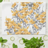 Vintage gelbe Mohnblumen-Blumen-Küchen-Tücher Geschirrtuch (Gefaltet)