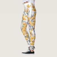 Vintage gelbe Mohnblumen-Blumen-Leggings