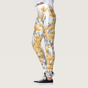 Vintage-Gelbe-Mohnblumen-Leggings Leggings