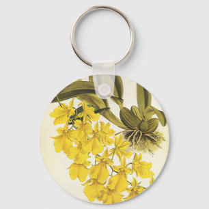 Vintage gelbe Oncidium-Orchidee, tropische Blumen Schlüsselanhänger