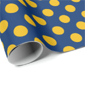 Vintage gelbe Punkte blaues Hintergrundpapier Geschenkpapier (Rolleneckpunkt)