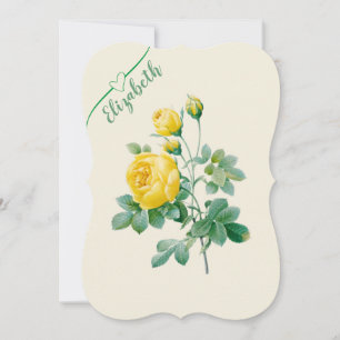 Vintage Gelbe Rose Fine Art Einladung