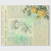 Vintage Gelbe Rose, Lady und Newsprint Geschenkpapier (Flach)