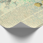 Vintage Gelbe Rose, Lady und Newsprint Geschenkpapier (Ecke)