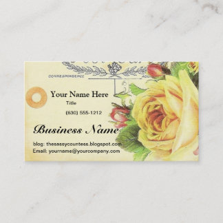 Vintage gelbe Rose Visitenkarte