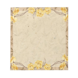 Vintage Gelbe Rosen Floral Notizblock