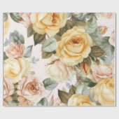 Vintage Gelbe Rosen Geschenkpapier (Flach)