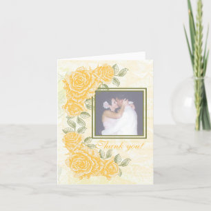 Vintage-gelbe Rosen Hochzeit Danke Notizkarte