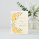 Vintage gelbe Rosen Hochzeit RSVP Antwortkarte (Stehend Vorderseite)