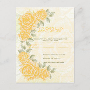 Vintage gelbe Rosen Hochzeit RSVP Antwortkarte Karte