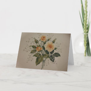 Vintage Gelbe Rosen Karte