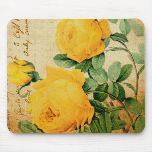 Vintage Gelbe Rosen Mousepad (Vorne)