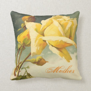 Vintage gelbe Rosen-Mutter Kissen