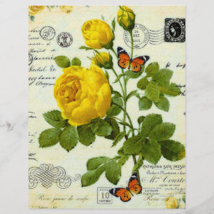 Vintage gelbe Rosen Origamipapier