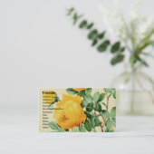 Vintage Gelbe Rosen Visitenkarte (Stehend Vorderseite)