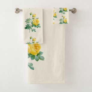 Vintage Gelbe Rosenkunst Badhandtuch Set