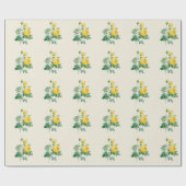 Vintage Gelbe Rosenkunst Geschenkpapier (Flach)