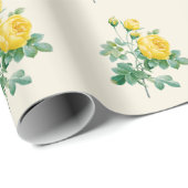 Vintage Gelbe Rosenkunst Geschenkpapier (Rolleneckpunkt)