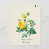 Vintage Gelbe Rosenkunst Postkarte (Vorne/Hinten)