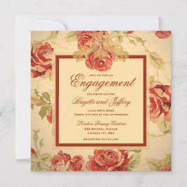 Vintage gelbe rustikale rote Rose benutzerdefinier Save The Date